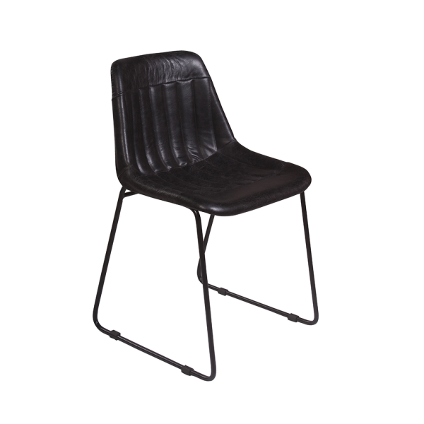 Glove Dining Chair Leder gerippt schwarz